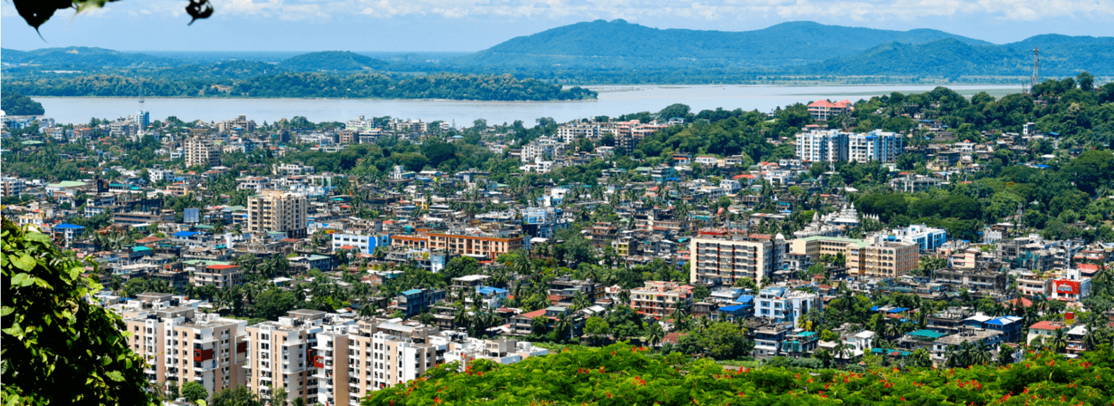 Landscape view of Guwahati city from height shows the beauty of the city